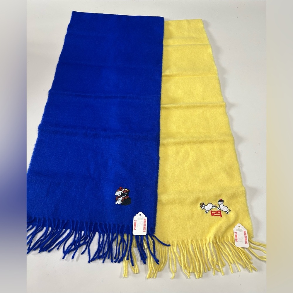 Scotland Unisex Blue or Yellow James Pringle 100% Lambswool Fringed Scarves